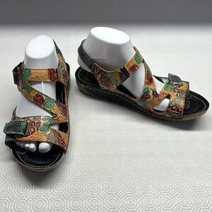 Spring Step L’Artiste Leather Criss Cross Symphony Sandals Size 41 Multi Colour